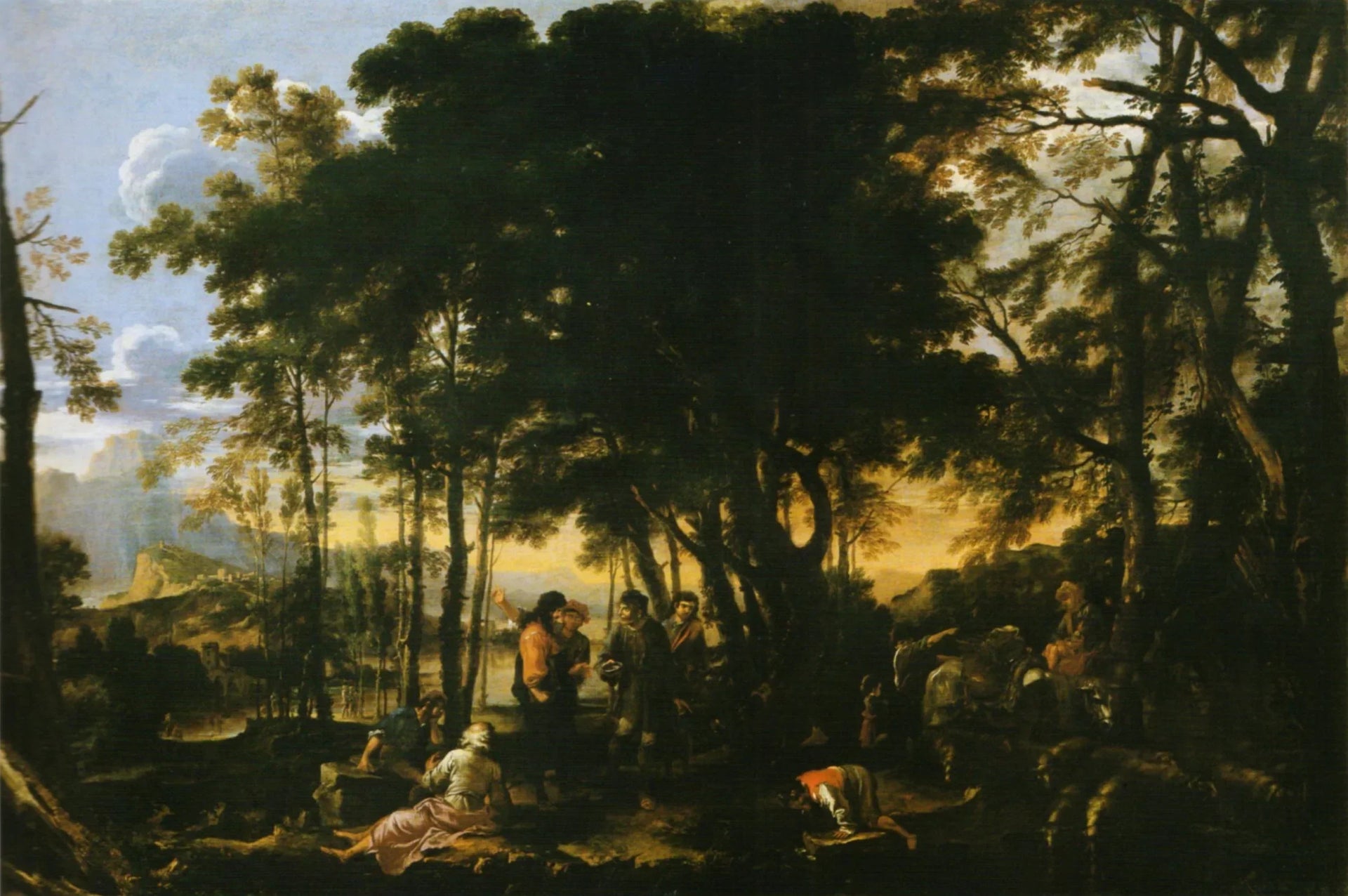 Selva dei filosofi - Salvator Rosa image 1 copie peinte à la main à l’huile
