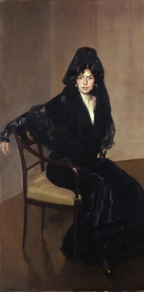 Reproduction du tableau « Señora de Sorolla dans une mantille espagnole - Joaquín Sorolla » par Alpha Reproduction en peinture à l’huile