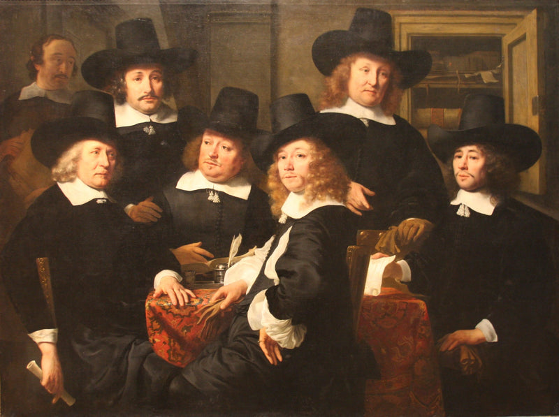 Six régents et le messager du Nieuwe Zijds Huiszithuis à Amsterdam, 1657. - Ferdinand Bol
