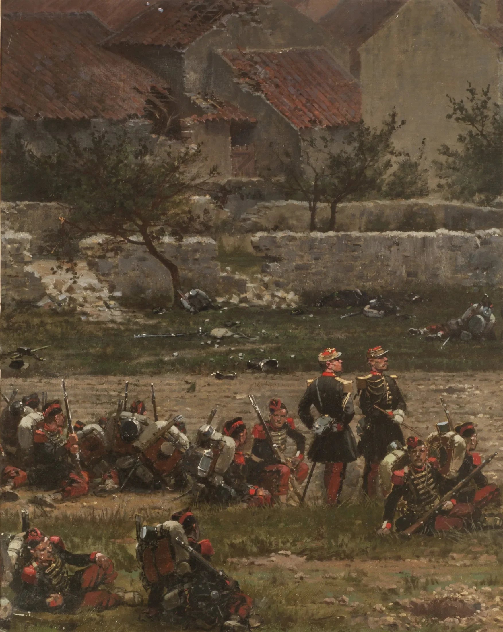 Soldats au repos (Panorama de la bataille de Rezonville) (Fragment) - Édouard Detaille image 1 reproduction de peinture à l’huile