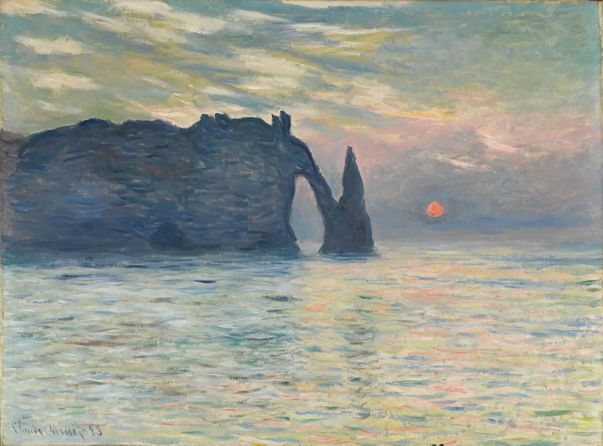 Soleil couchant à Étretat - Claude Monet image 1 reproduction de peinture à l’huile