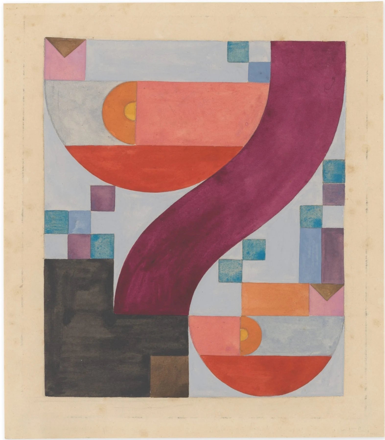 Eléments divers en composition verticale-horizontale, peinture de Sophie Taeuber-Arp