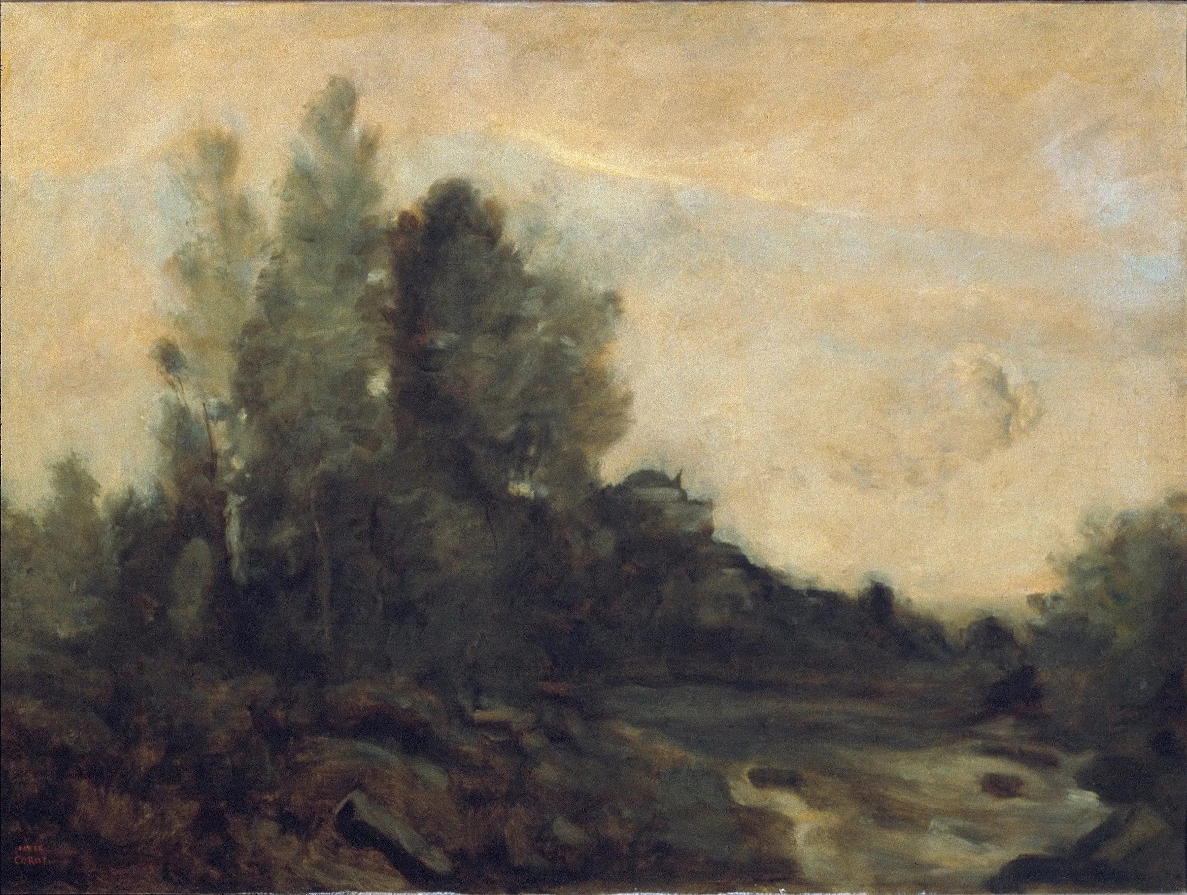 Souvenir d'Ariccia - Jean-Baptiste Camille Corot image 1 reproduction artisanale de tableau