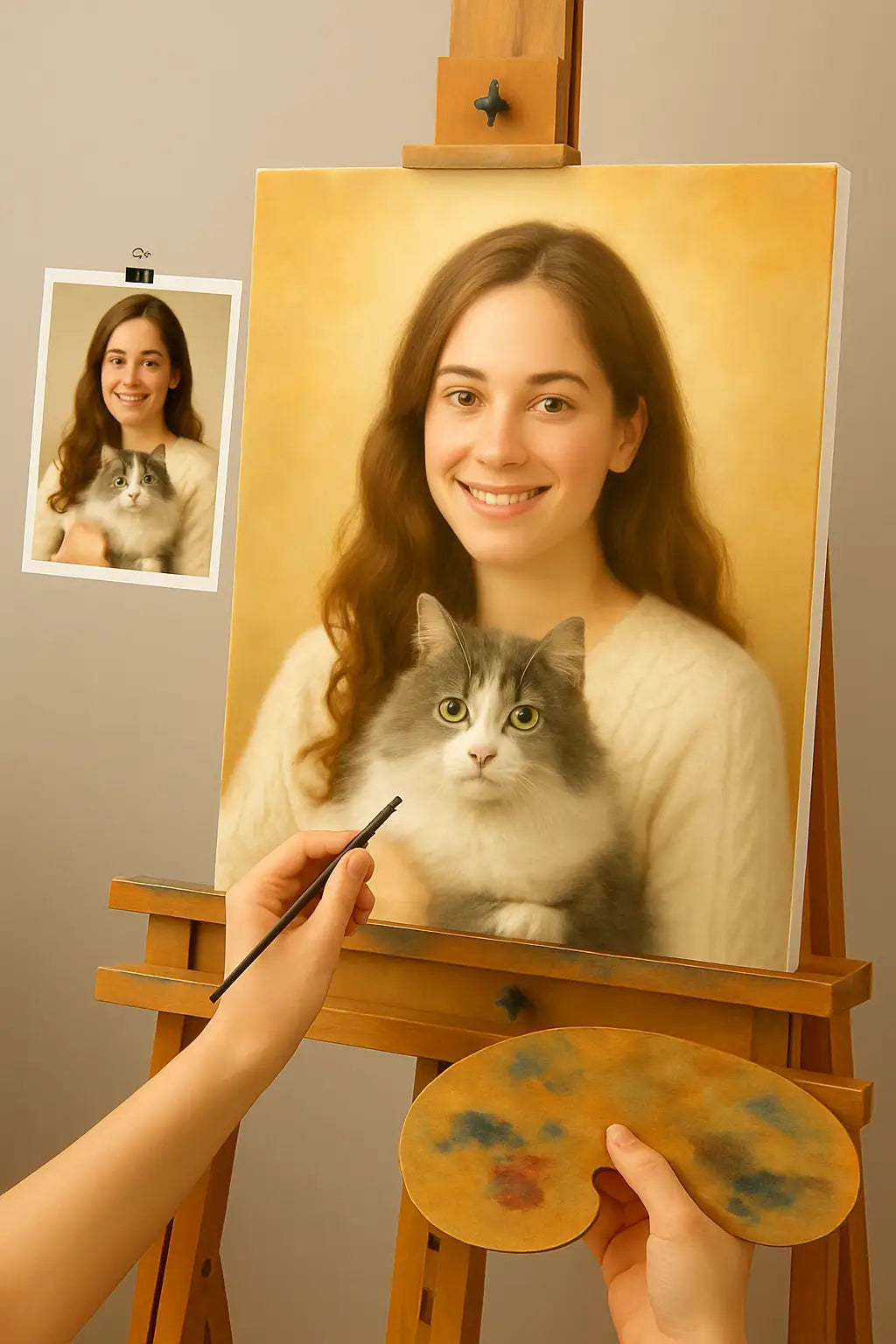 🎨 Tableau personnalisé - Animal et Personne – Peinture à l’Huile Unique image 1 reproduction réalisée par Alpha Reproduction