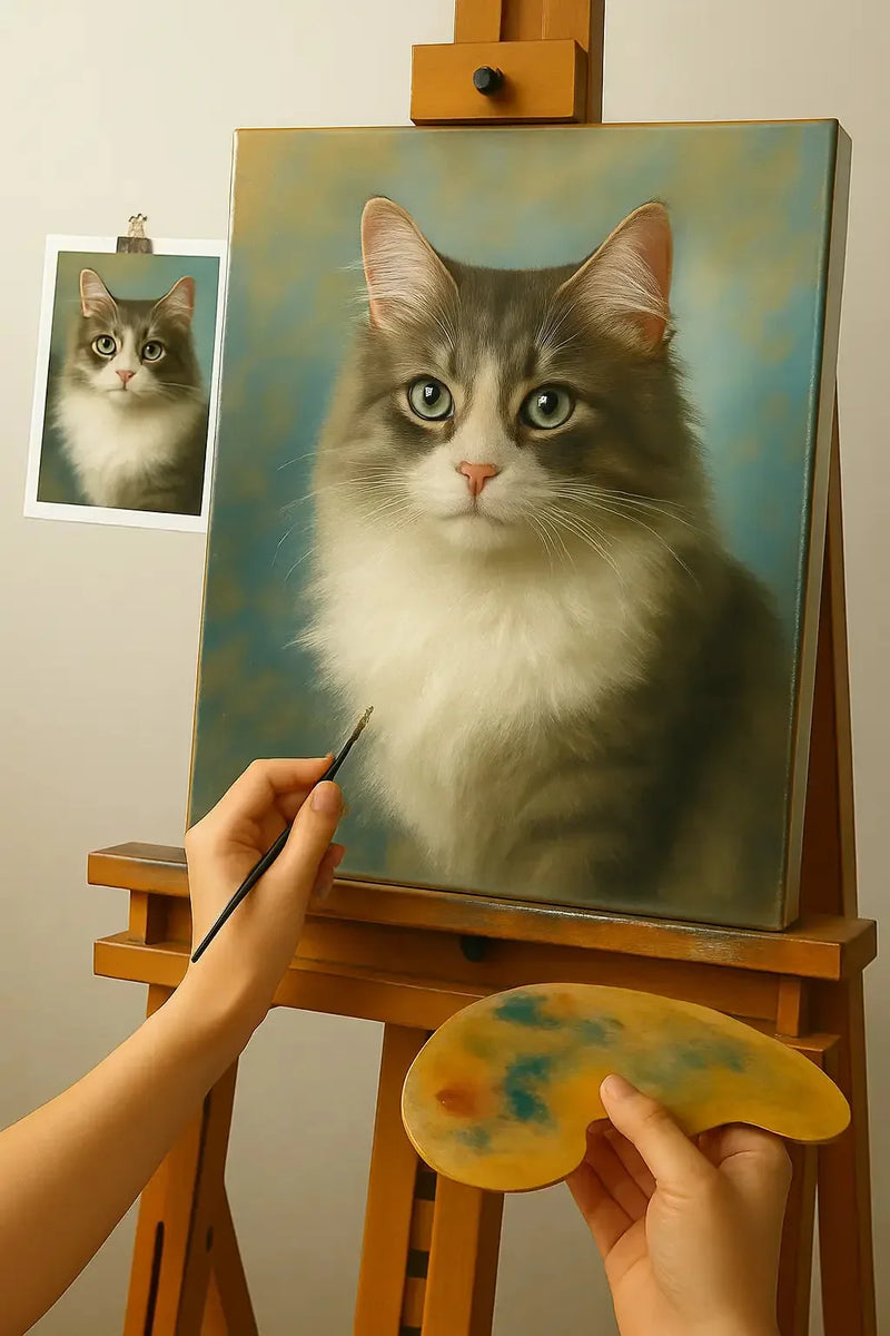 🎨 لوحة مخصصة للقطط – لوحة زيتية فريدة