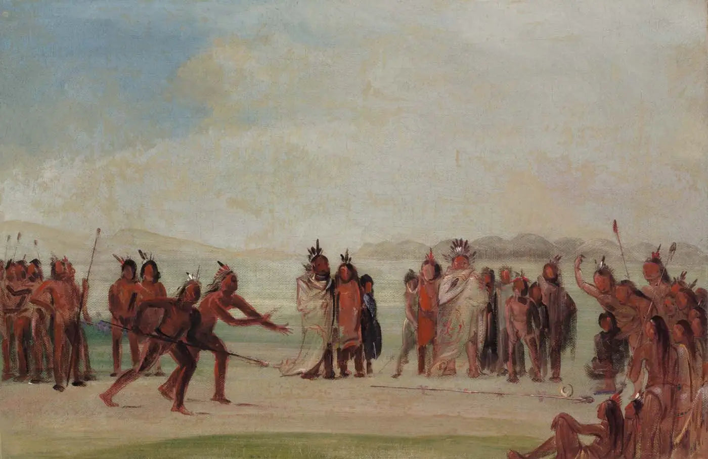 Tchung-kee un jeu mandan joué avec un anneau et une perche - George Catlin - Alpha Reproduction