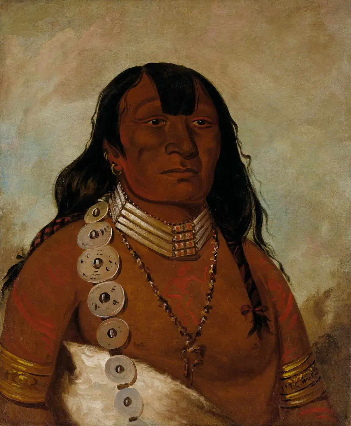 Téh-tóot-sah (mieux connu sous le nom de Tohausen Little Bluff) premier chef - George Catlin - Alpha Reproduction