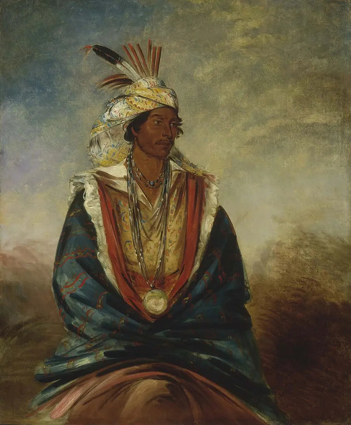 Tel-maz-há-za, un guerrier de distinction - George Catlin image 1 reproduction artisanale de tableau