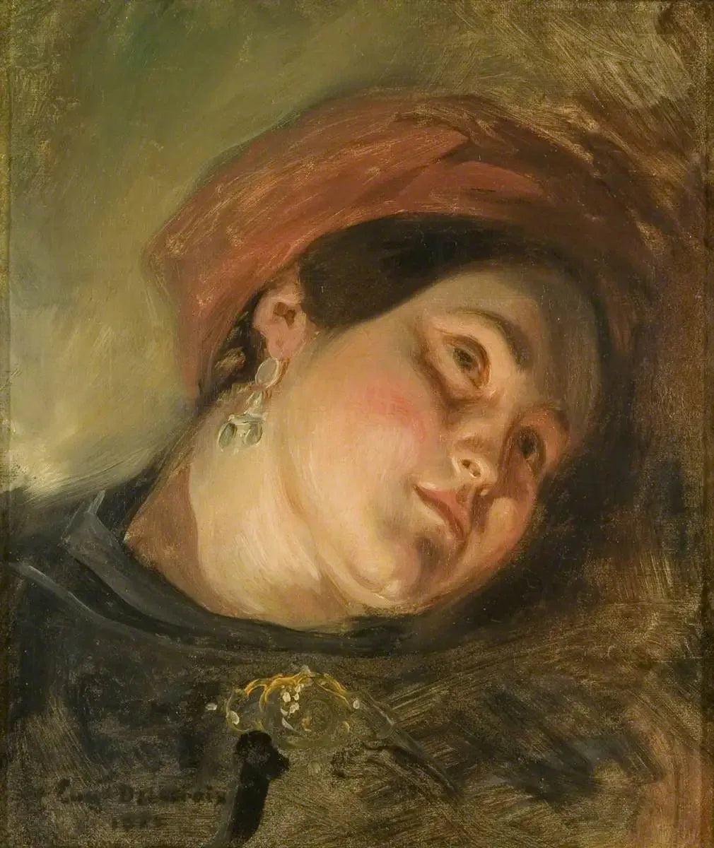 Tête de femme au turban rouge - Eugène Delacroix image 1 reproduction réalisée par Alpha Reproduction