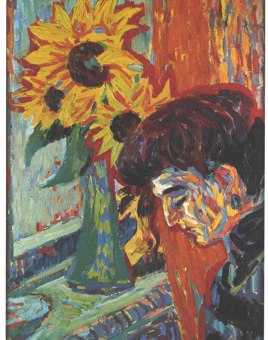 Tête de femme devant des tournesols – Ernst Ludwig Kirchner
