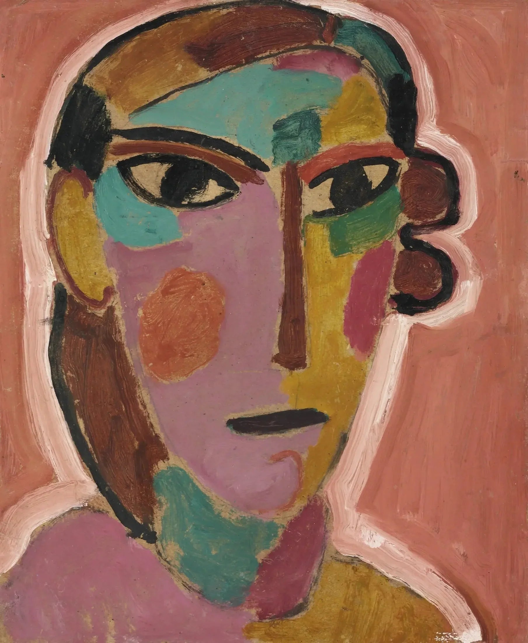 Tête de femme mystique sur fond rouge - Alexej von Jawlensky image 1 reproduction d’œuvre d’art à l’huile
