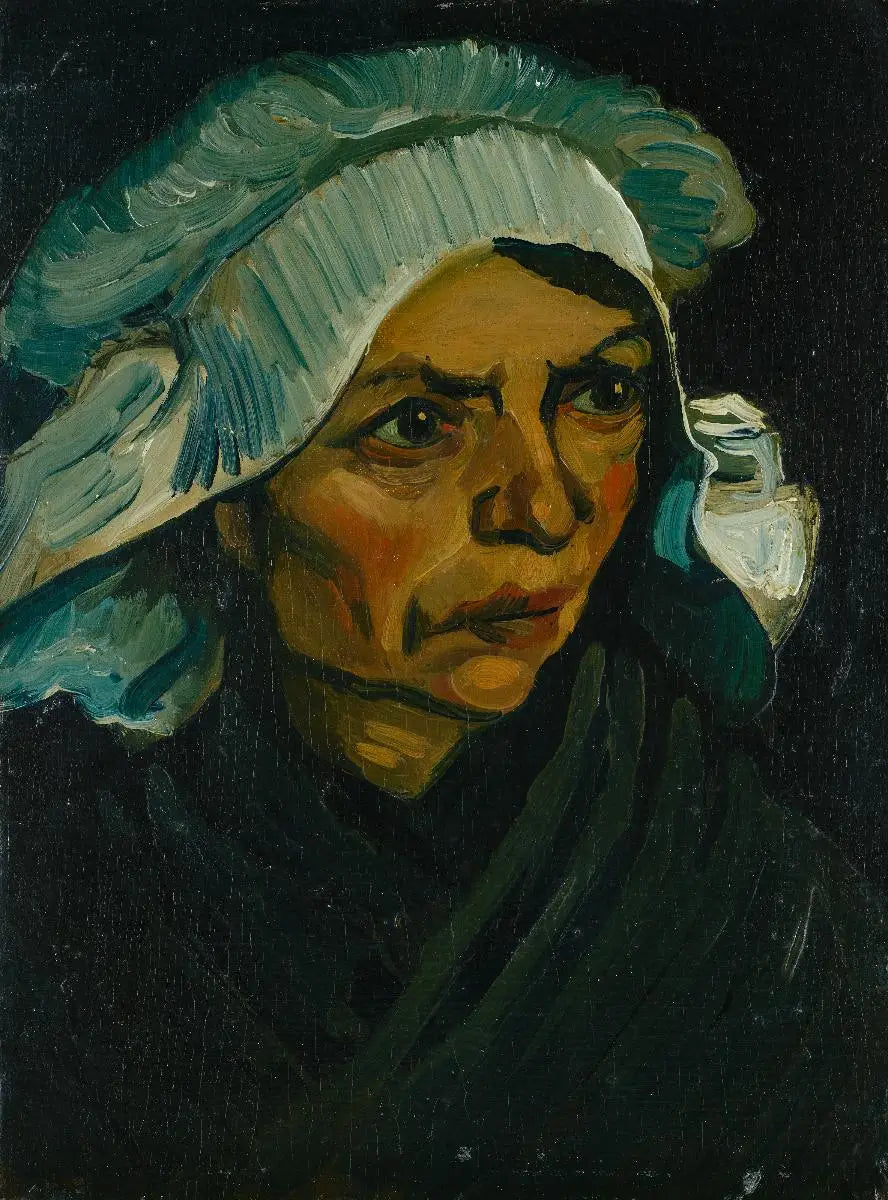 Reproduction du tableau « Tête de paysanne au bonnet blanc - Vincent van Gogh » par Alpha Reproduction en peinture à l’huile