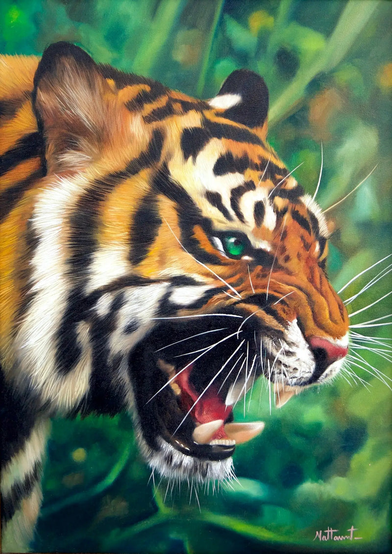 نمر ذو عيون خضراء | 50 × 70 سم