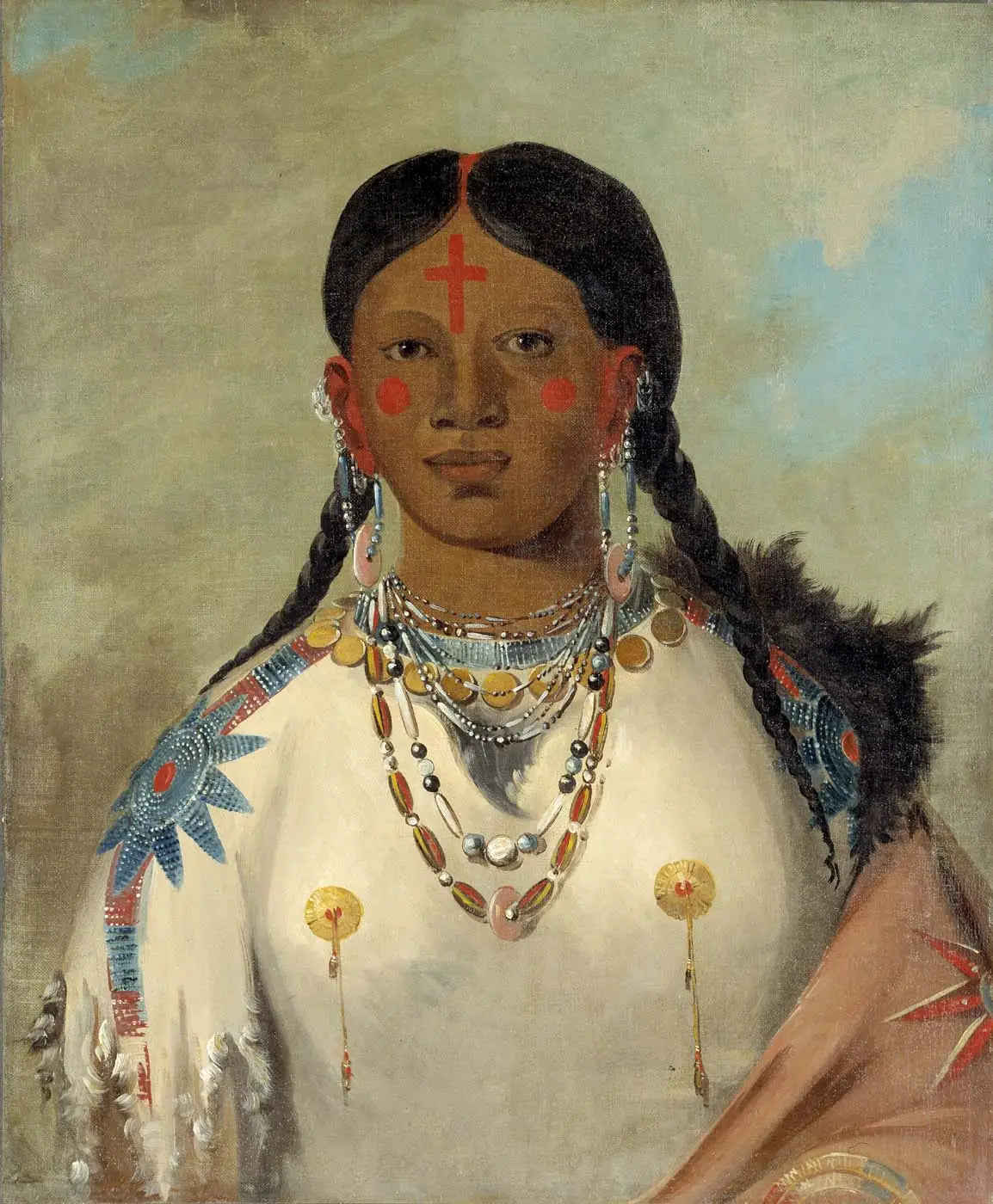 Tís-se-wóo-na-tís Celle qui se baigne les genoux épouse du chef - George Catlin - Alpha Reproduction