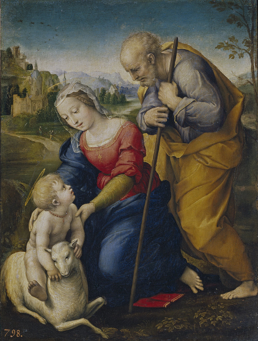 La Sainte Famille à l'agneau - Raphaël Sanzio - Réproduction huile sur toile