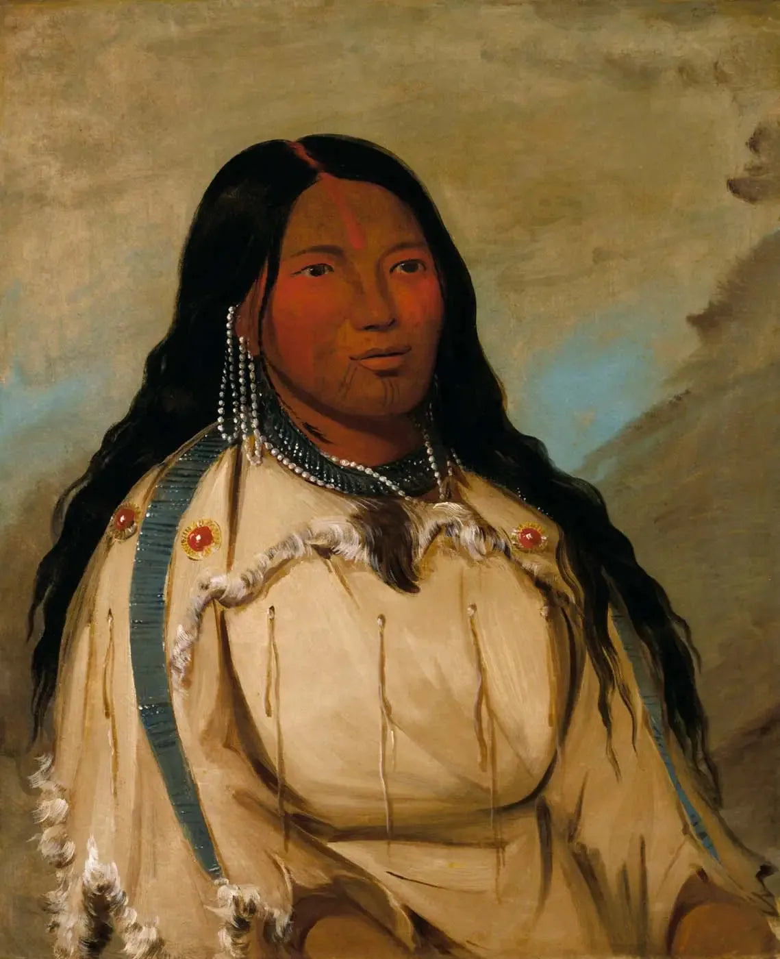 Tow-ée-ka-wet, une femme crie - George Catlin image 1 reproduction artisanale de tableau