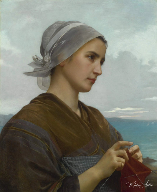 Tricoteuse bretonne - William Bouguereau - Reproductions de tableaux et peintures haut de gamme