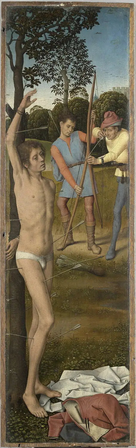 Triptyque de la Résurrection : Le Martyre de saint Sébastien - Hans Memling image 1 copie peinte à la main à l’huile