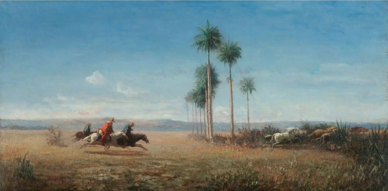 ثلاثة فرسان وخيول تجري في سهل (فنزويلا) - كاميل بيسارو