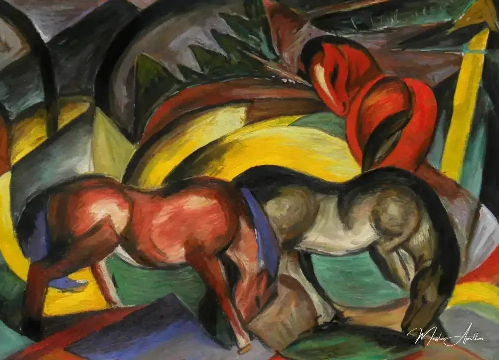 Trois chevaux I - Franz Marc image 1 reproduction de peinture à l’huile