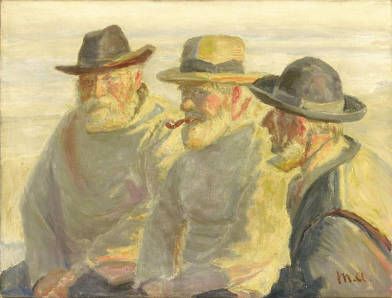 Trois pêcheurs sur la plage de Skagen. - Michael Peter Ancher