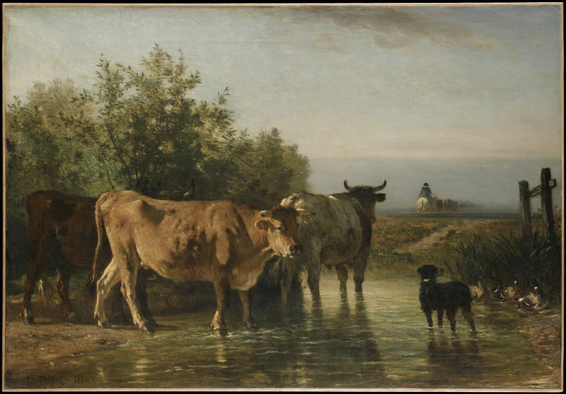 Troupeau passant le gué - Constant Troyon