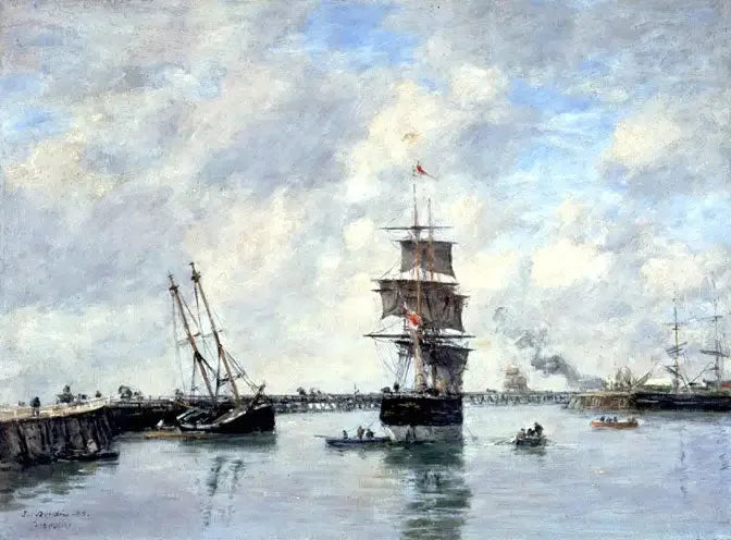 Trouville, les jetées, mer haute - Eugène Boudin image 1 copie de tableau peinte à la main
