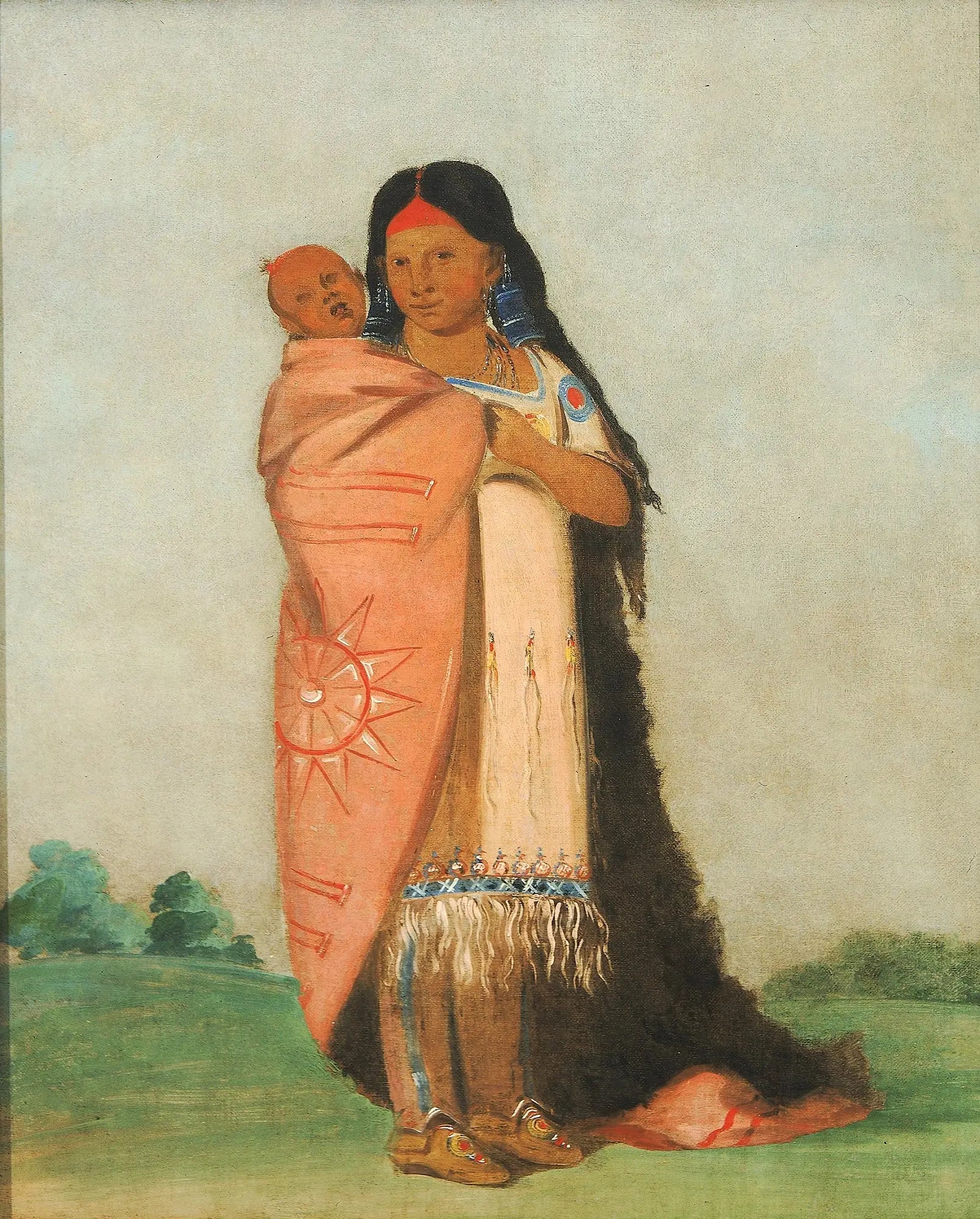 Tsee-moúnt Grande Merveille portant son bébé dans sa robe - George Catlin - Alpha Reproduction