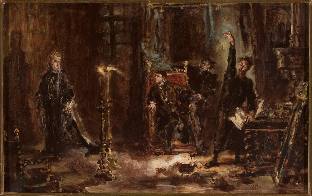 Twardowski invoquant l’esprit de Barbara pour Sigismond Auguste croquis - Jan Matejko - Alpha Reproduction