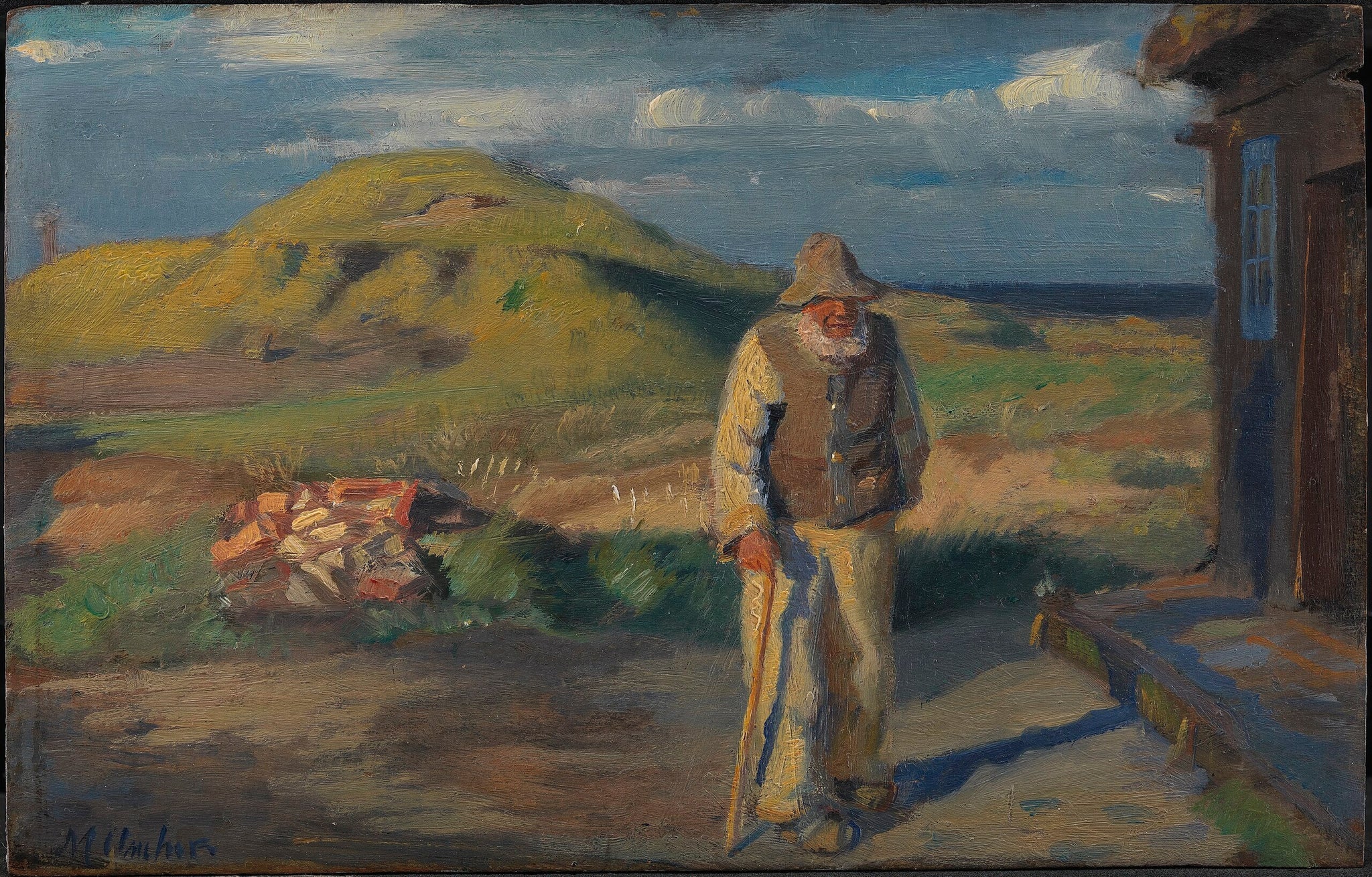 Un aveugle devant sa maison - Michael Peter Ancher image 1 reproduction réalisée par Alpha Reproduction