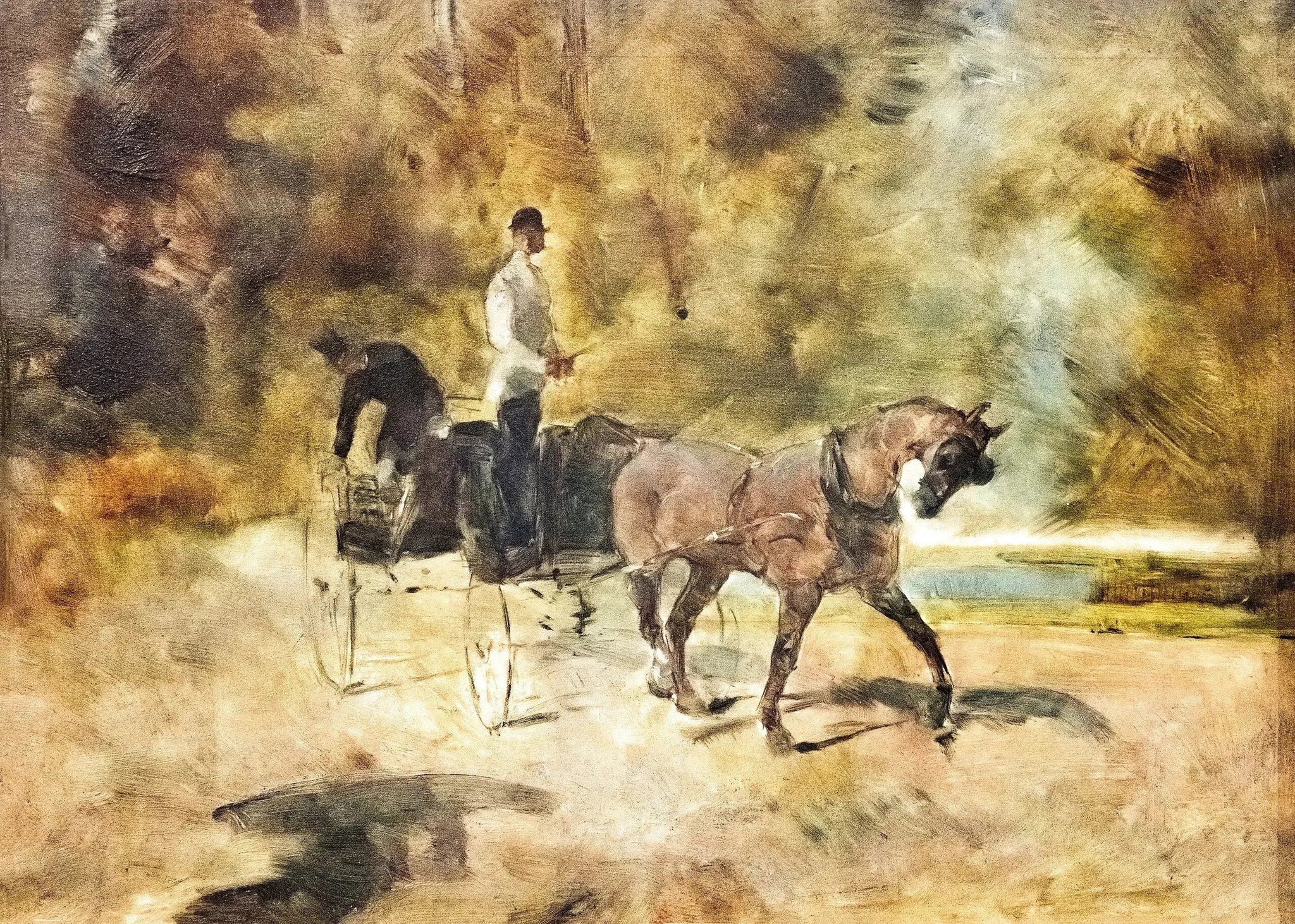Un dog-cart - Henri de Toulouse-Lautrec image 1 reproduction de peinture à l’huile