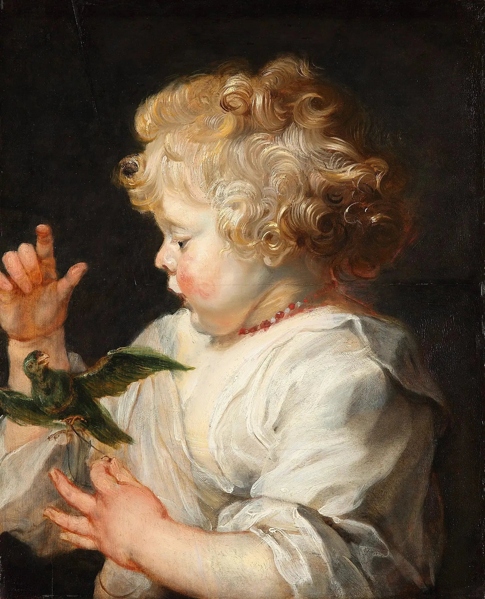 Un enfant avec un oiseau - Peter Paul Rubens image 1 tableau peint à l’huile sur toile