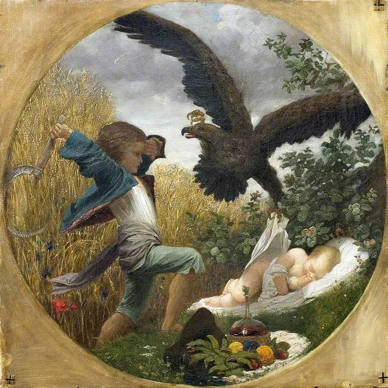 Un garçon défendant un bébé contre un aigle - Frederic Leighton - Alpha Reproduction