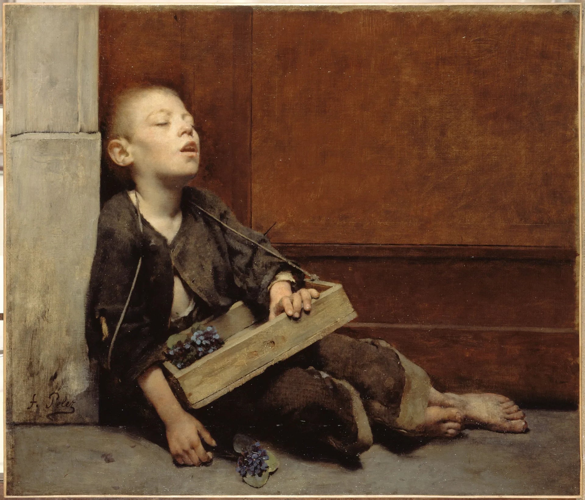 Un martyr. Le Marchand de violettes - Fernand Pelez image 1 tableau peint à l’huile sur toile