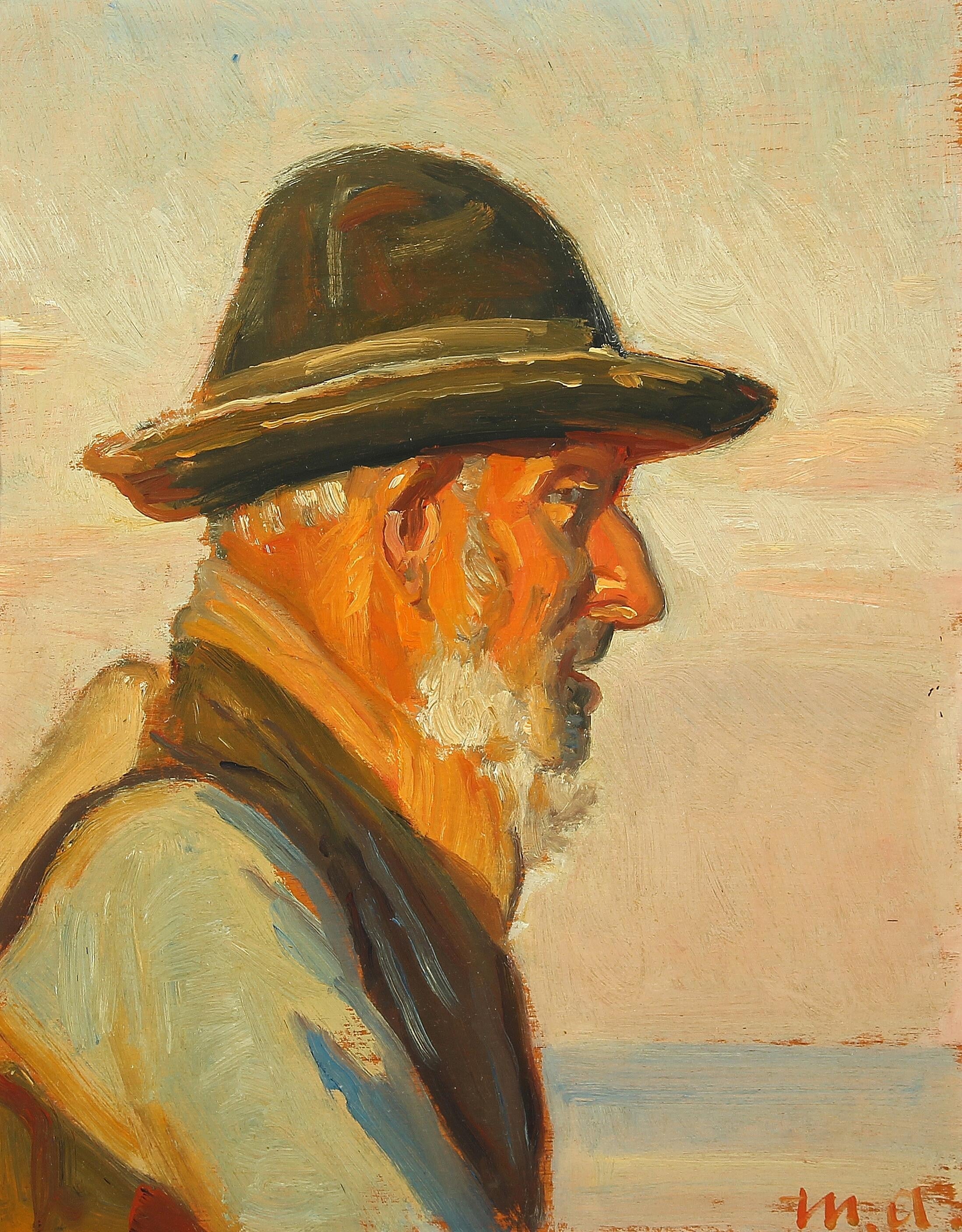 Un pêcheur de Skagen au soleil. - Michael Peter Ancher image 1 reproduction artisanale de tableau