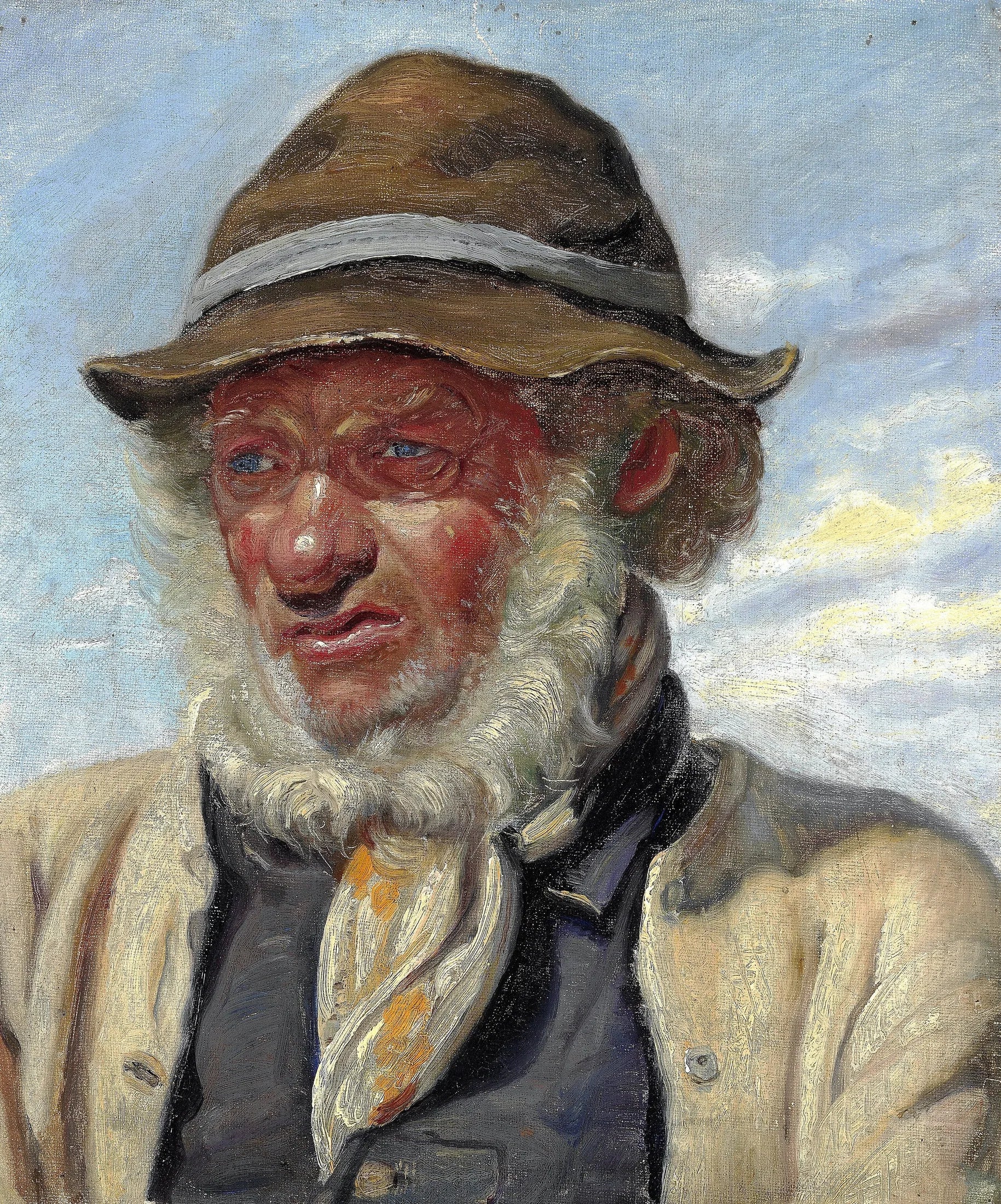 Un pêcheur de Skagen avec une barbe fournie. - Michael Peter Ancher image 1 copie de tableau peinte à la main