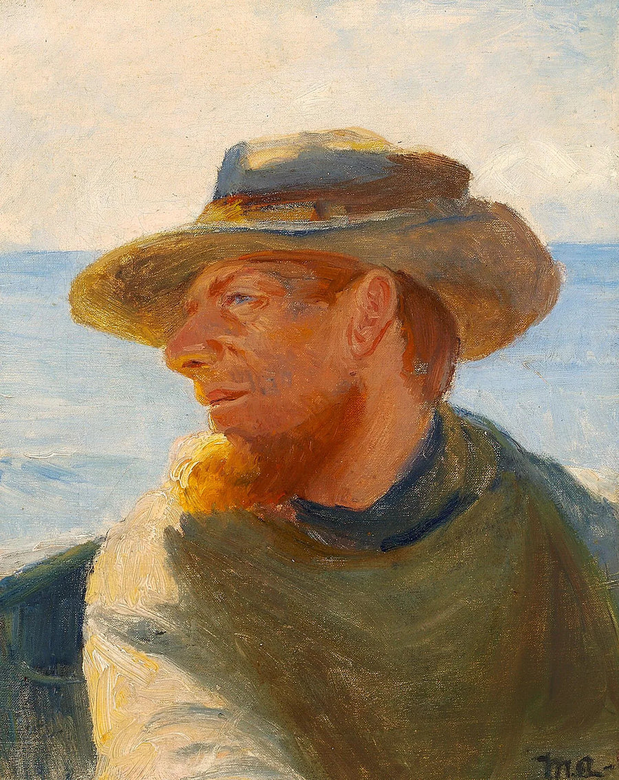 Un pêcheur de Skagen dans un bateau. - Michael Peter Ancher
