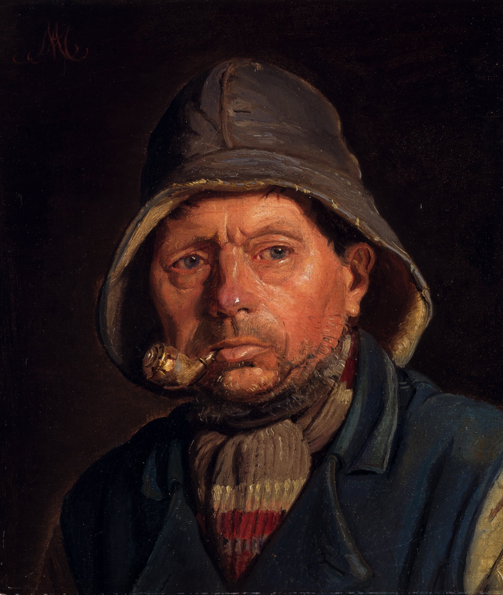 Un pêcheur fume sa pipe. - Michael Peter Ancher image 1 copie de tableau peinte à la main