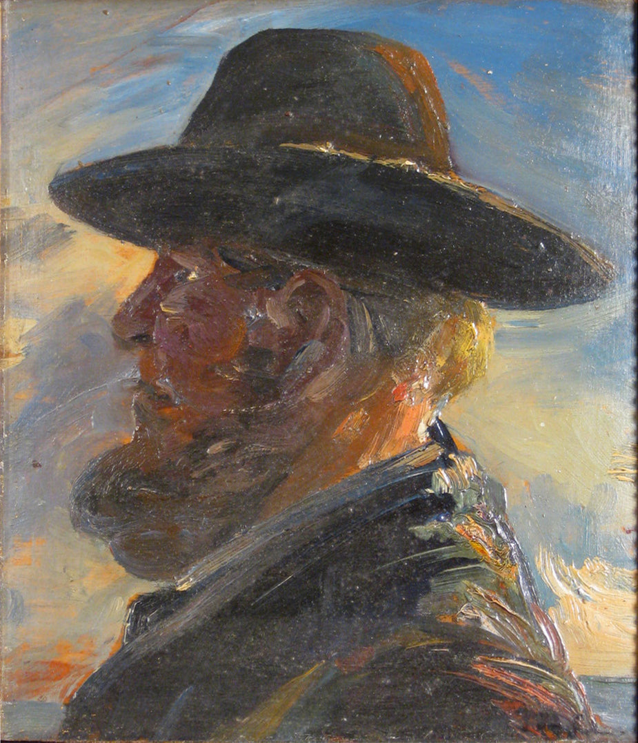 Un pêcheur sous le soleil couchant. - Michael Peter Ancher image 1 reproduction artisanale de tableau