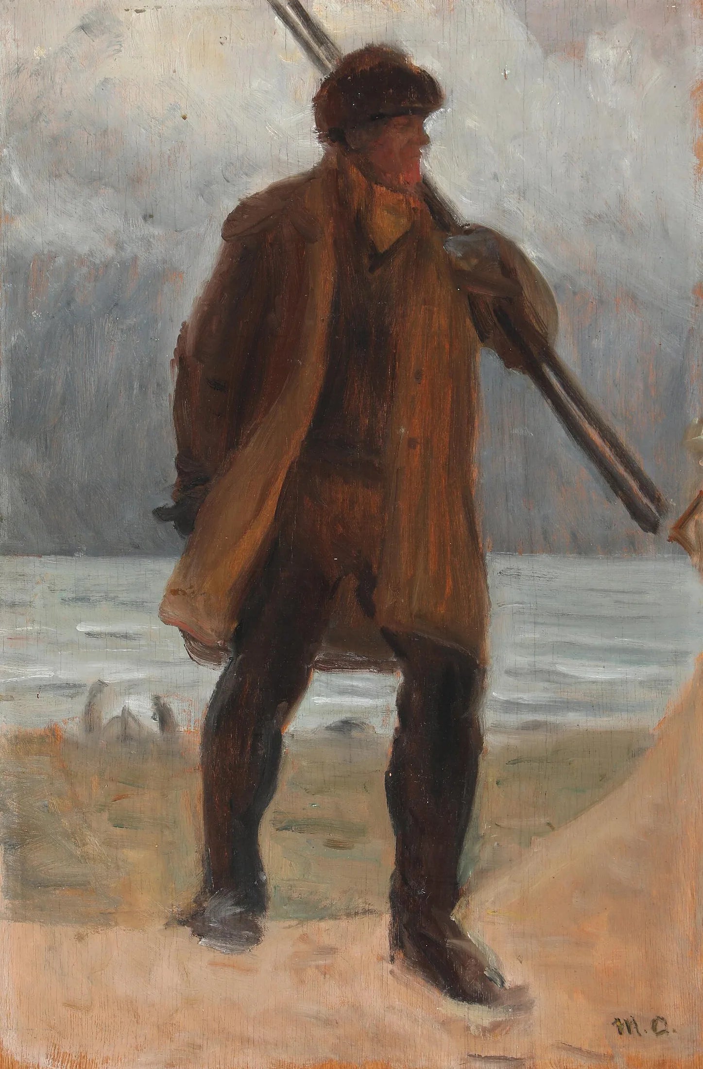 Un pêcheur sur la plage. - Michael Peter Ancher image 1 reproduction artisanale de tableau
