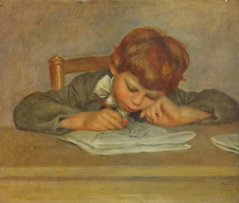 صبي صغير يكتب - بيير أوغست رينوار