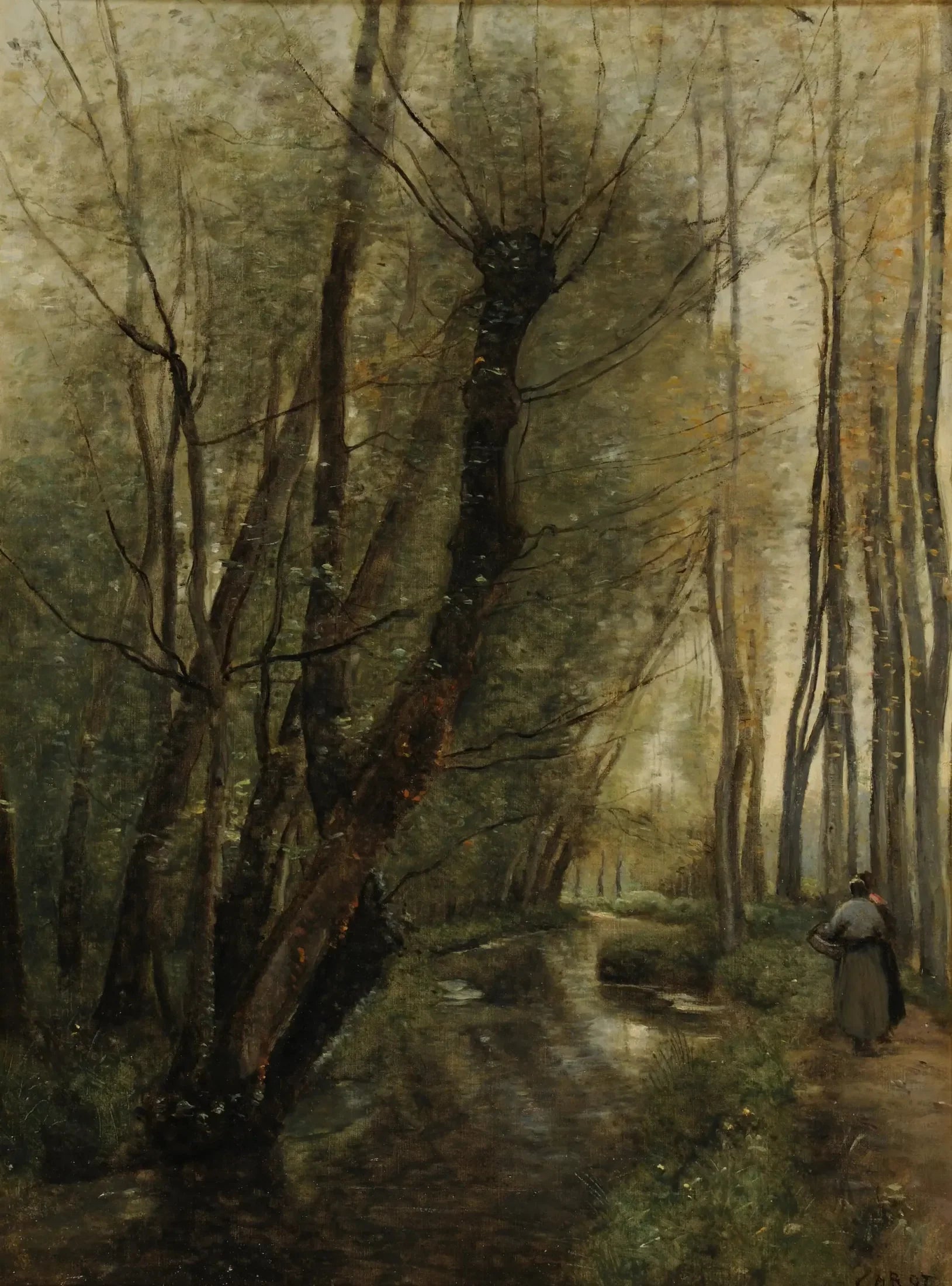 Un ruisseau, environs de Beauvais - Jean-Baptiste Camille Corot image 1 copie peinte à la main à l’huile