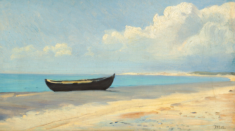 Une barque à rames sur la plage, à Skagen. - Michael Peter Ancher