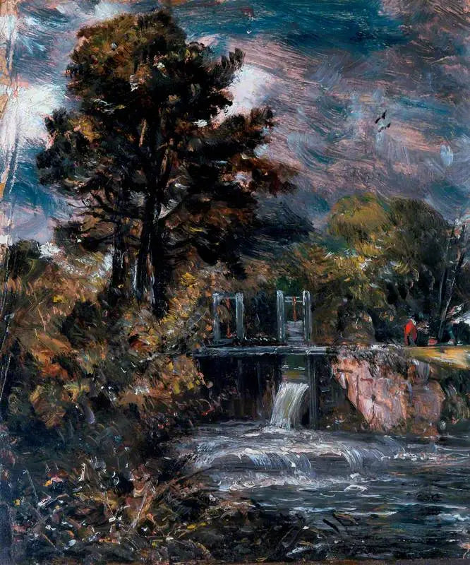 Une écluse (peut-être sur la Stour) - John Constable image 1 reproduction de peinture à l’huile