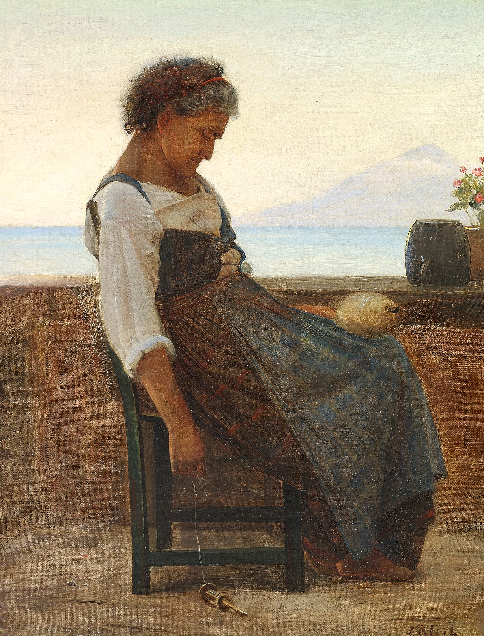 Une femme italienne fait une sieste. - Carl Heinrich Bloch image 1 copie peinte à la main à l’huile