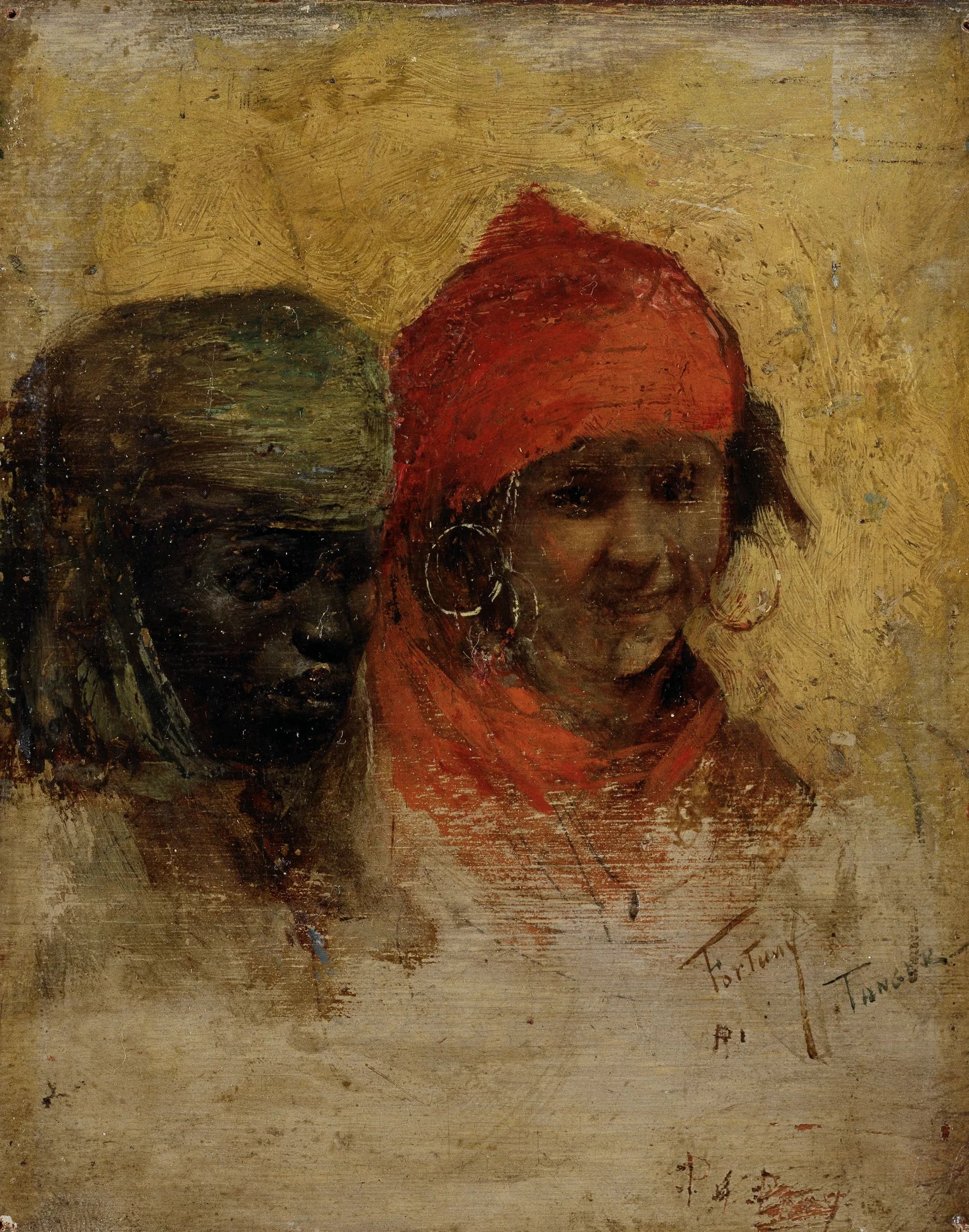 Une Femme noire et une Marocaine à Tanger (étude) - Mariano Fortuny Marsal image 1 reproduction de peinture à l’huile