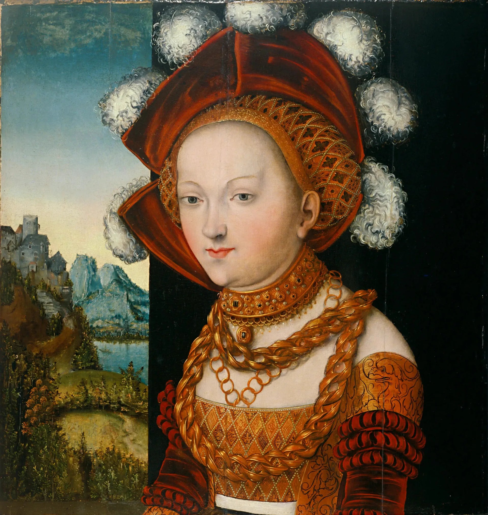 Une jeune femme bien habillée / Portrait d'une jeune femme - Lucas Cranach the Elder image 1 reproduction artisanale de tableau