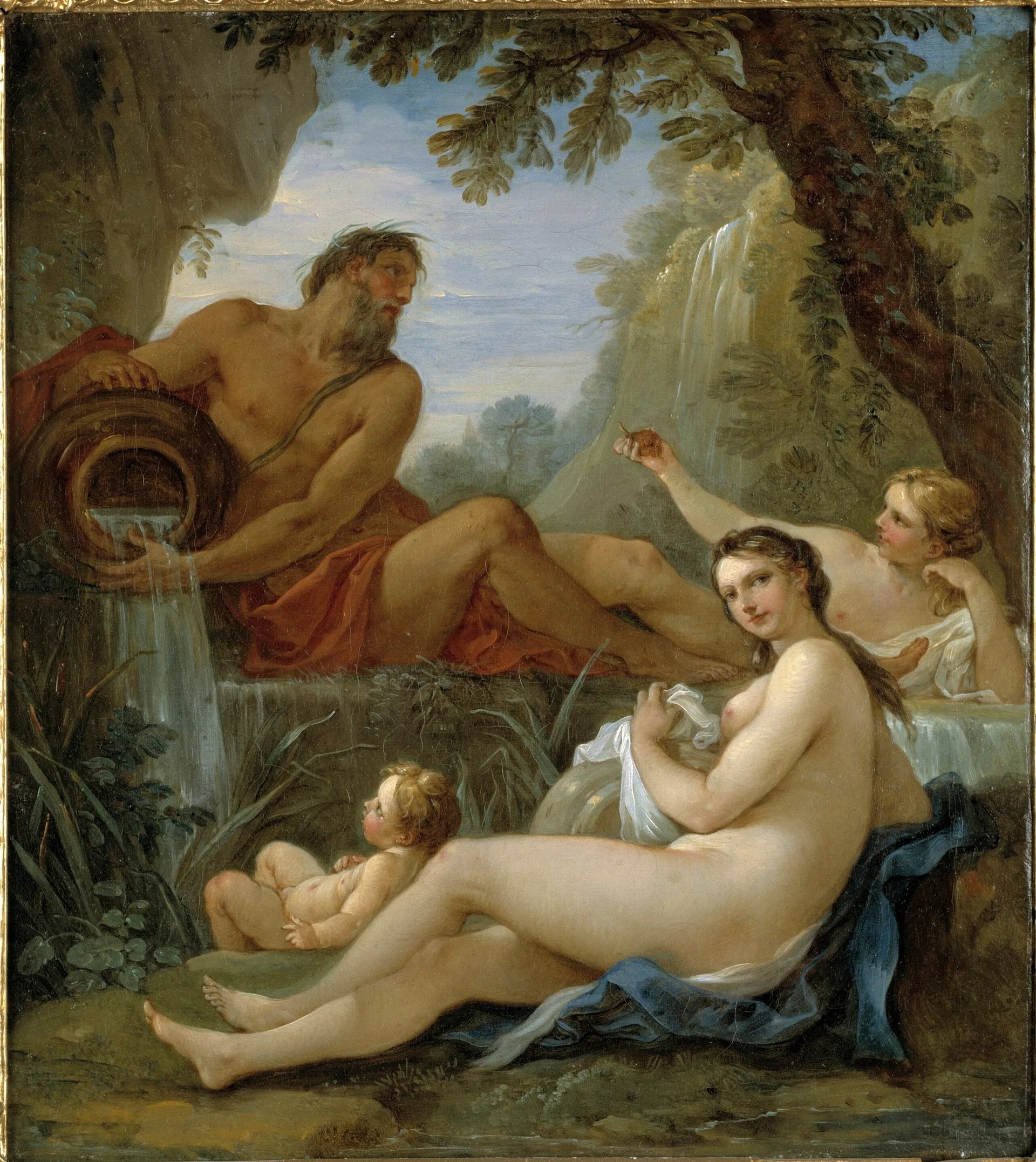 Une rivière et une nymphe de fontaine - Charles-Joseph Natoire image 1 copie peinte à la main à l’huile