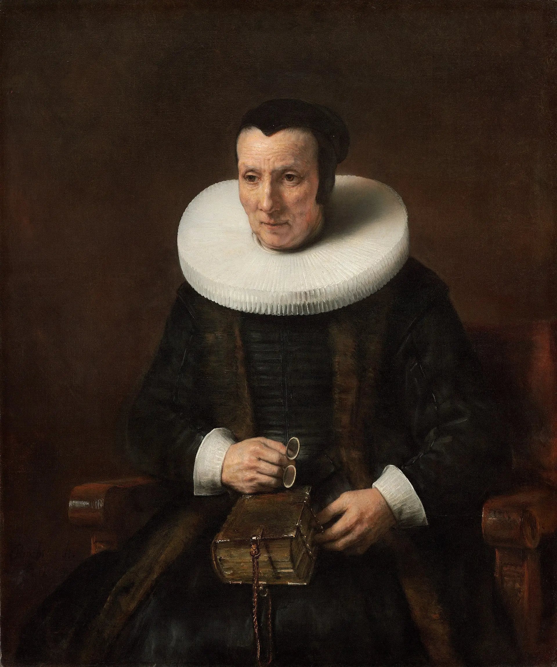 Une vieille dame avec un livre - Rembrandt image 1 copie peinte à la main à l’huile