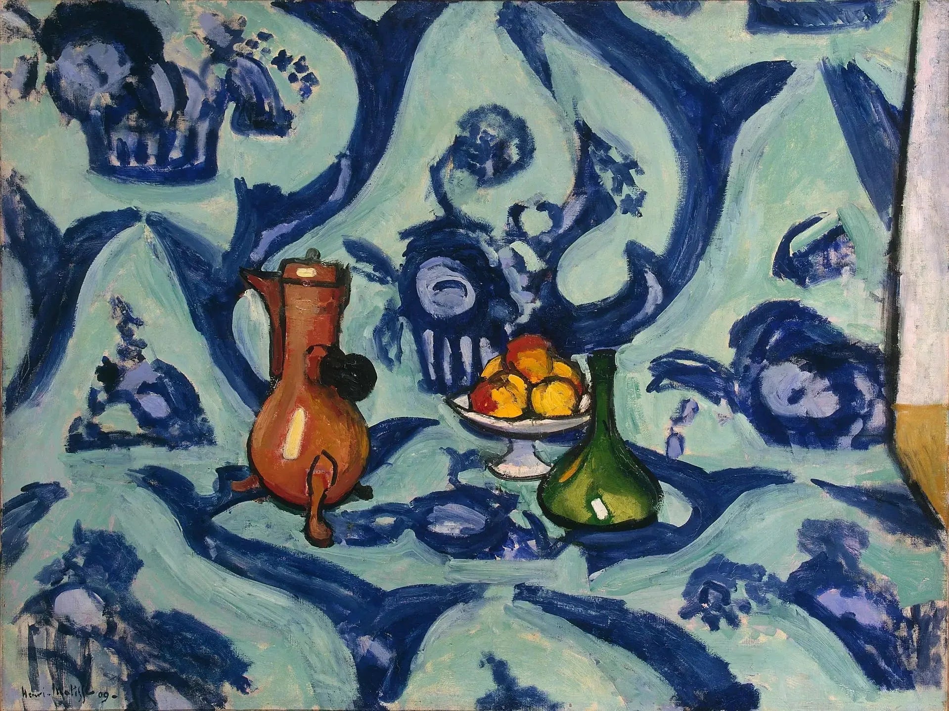 Vase, bouteille et fruits - Henri Matisse image 1 reproduction de peinture à l’huile